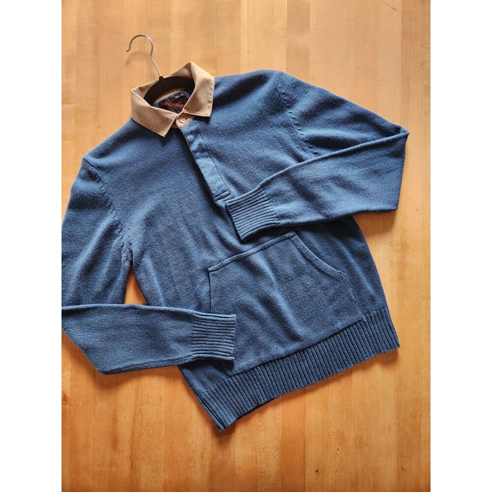 Vintage1970s Mens Collared Knit Sweater: Vtg Mod Pullover, Medium